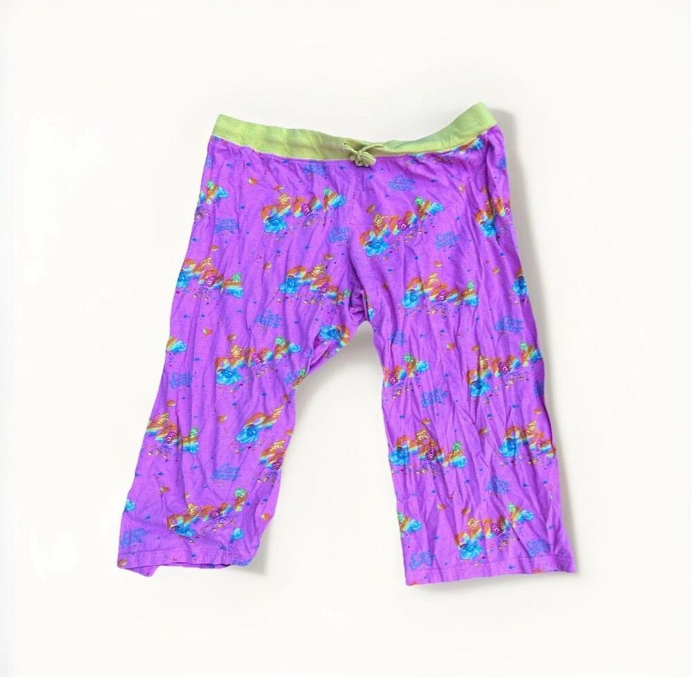 Vintage Y2K Care Bears cropped pajama Pants Drawstring Capri XL sleepwear 2005 - Picture 1 of 8